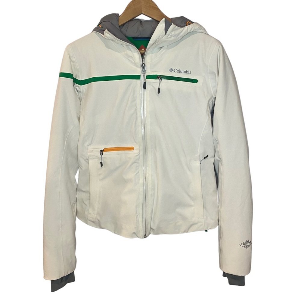 Columbia Women's Roffe White Green Silver Orange Ski Jackets Coat - Picture 6 of 9